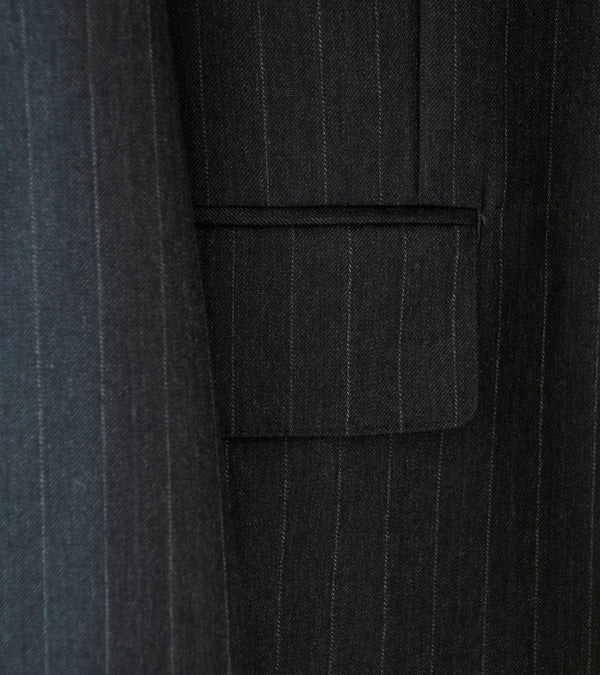 Auralee 'Bluefaced Wool Jacket' (Charcoal Navy Stripe)
