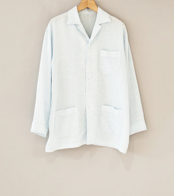 Cale 'Water Twist Linen Overshirt' (Blue Chambray)