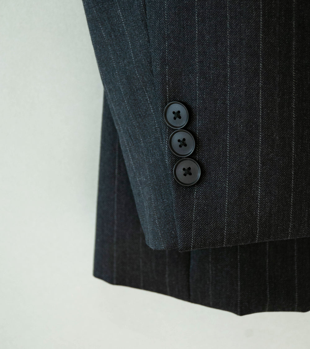 Auralee 'Bluefaced Wool Jacket' (Charcoal Navy Stripe)
