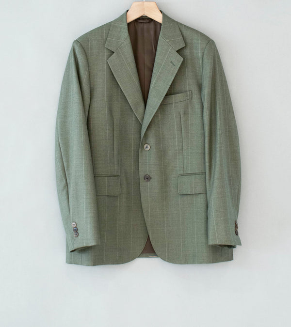 Auralee 'Bluefaced Wool Jacket' (Olive Gray Stripe)
