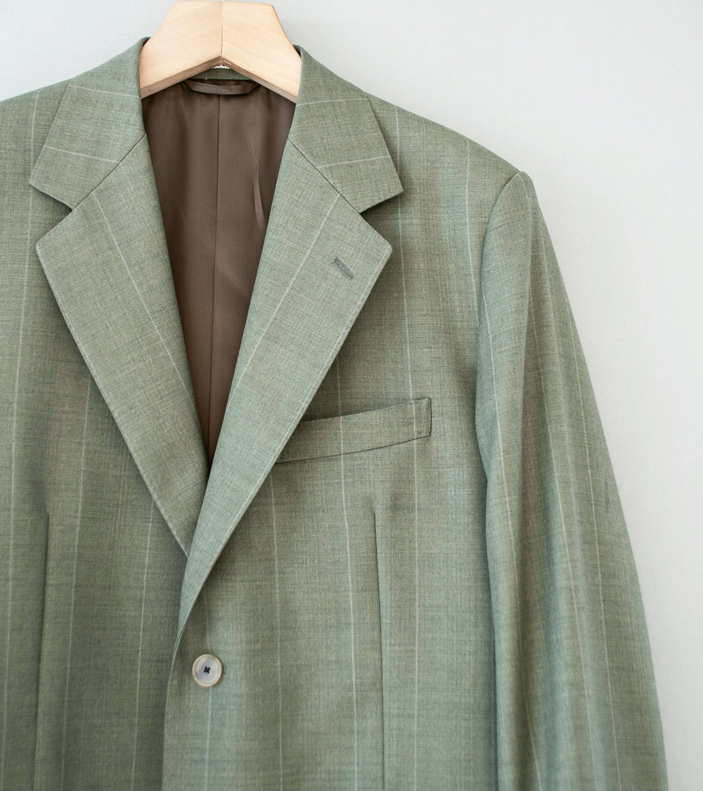 Auralee 'Bluefaced Wool Jacket' (Olive Gray Stripe)