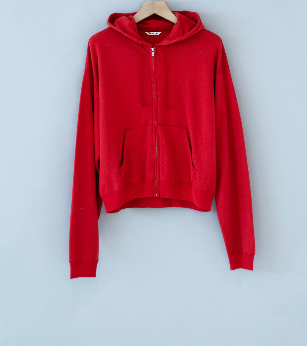 Auralee 'High Twist Light Sweat Zip Parka' (Red)