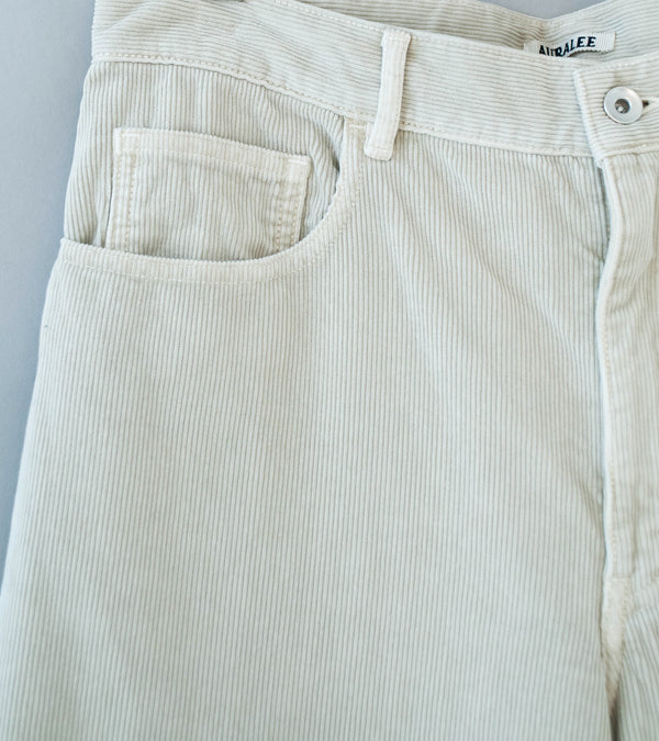 Auralee 'Garment Dyed Finx Corduroy 5P Wide Pants' (White Khaki)