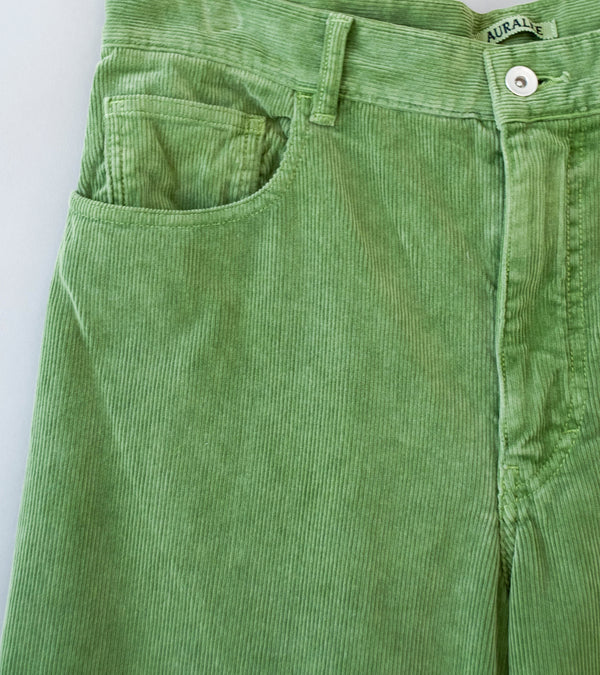 Auralee 'Garment Dyed Finx Corduroy 5P Wide Pants' (Dusty Green)