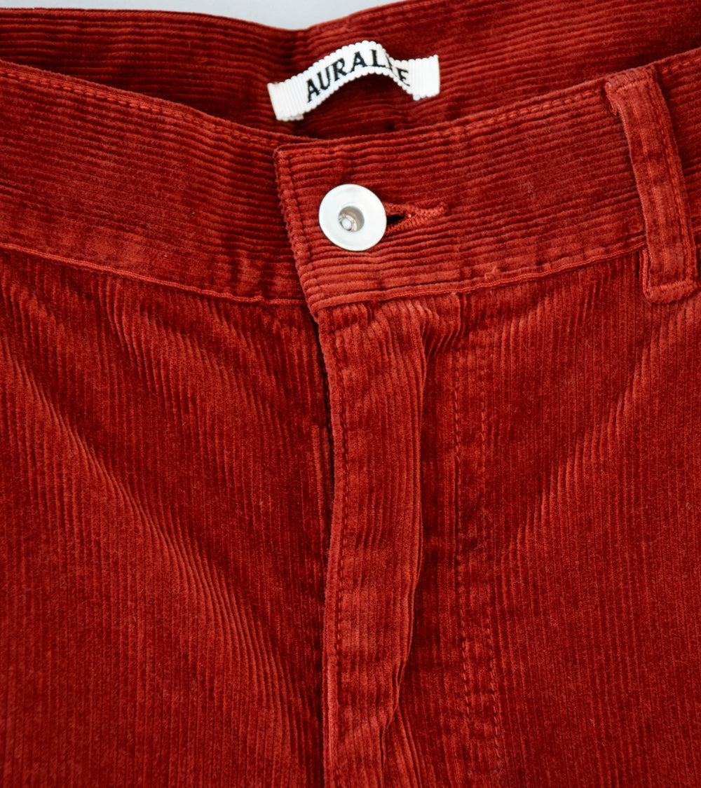 Auralee 'Garment Dyed Finx Corduroy 5P Wide Pants' (Red Brown)