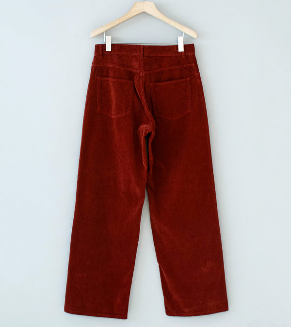 Auralee 'Garment Dyed Finx Corduroy 5P Wide Pants' (Red Brown)