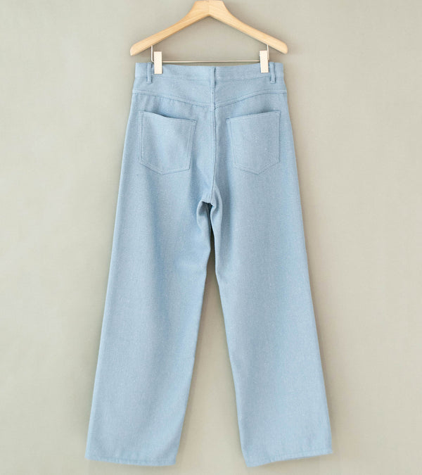 Auralee 'Silk Nep Denim 5P Wide Pants' (Light Blue)
