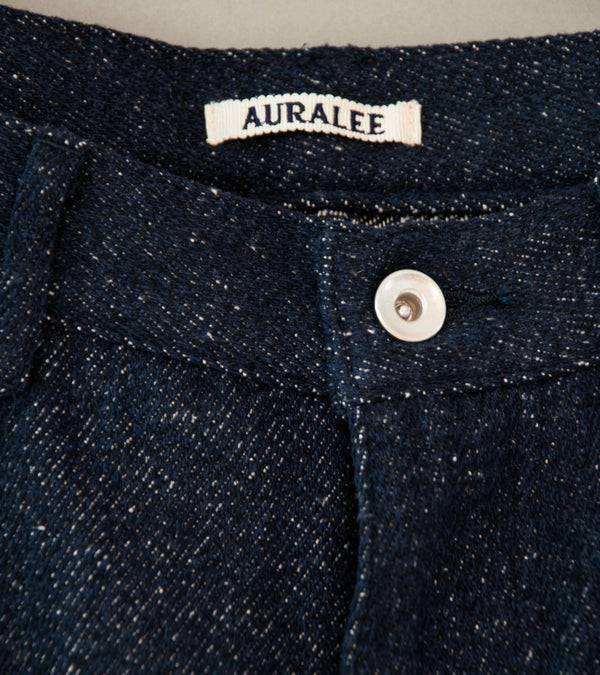 Auralee 'Silk Nep Denim 5P Wide Pants' (Dark Navy)