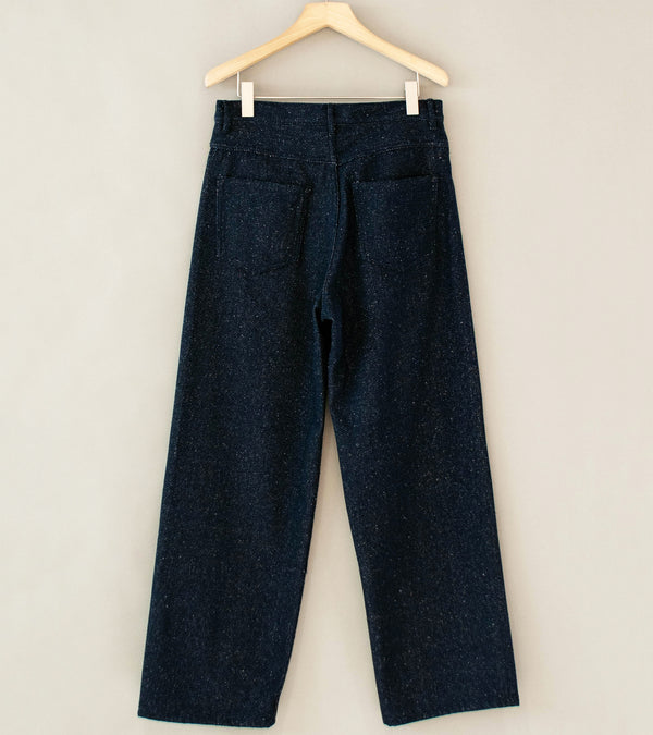 Auralee 'Silk Nep Denim 5P Wide Pants' (Dark Navy)