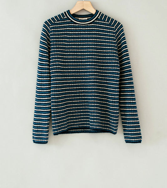Auralee 'Shetland Wool Cashmere Rib Knit P/O' (Navy Stripe) – C'H'C'M'