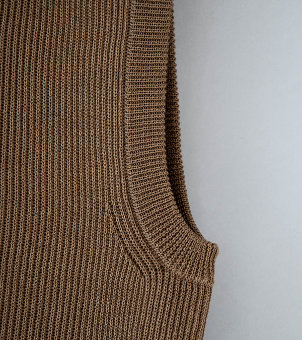 Auralee 'Flat Yarn Rib Knit Vest' (Light Brown)