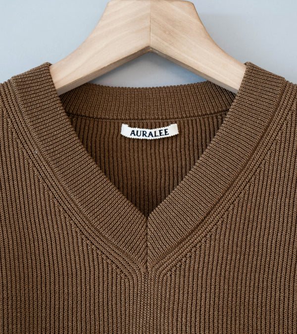 Auralee 'Flat Yarn Rib Knit Vest' (Light Brown)