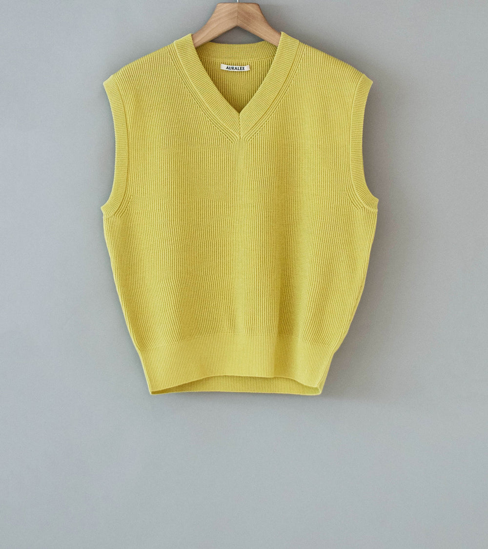 Auralee 'Flat Yarn Rib Knit Vest' (Dusty Yellow)