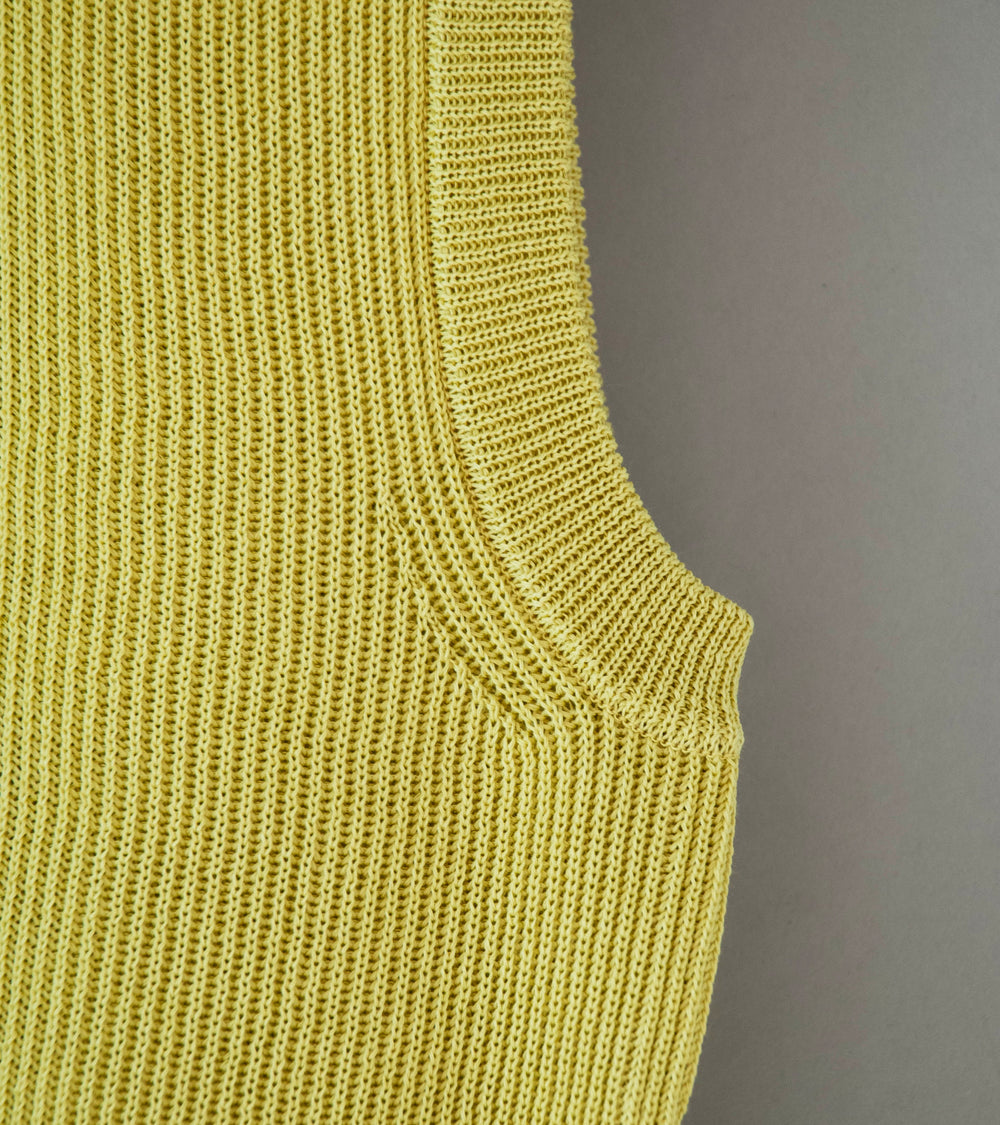 Auralee 'Flat Yarn Rib Knit Vest' (Dusty Yellow)