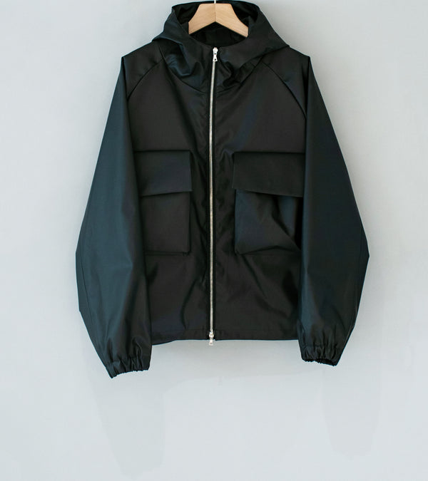 Stein 'Hooded Short Jacket' (Black Coated Polyester)