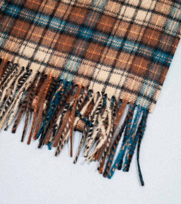 Auralee 'Cashmere Check Long Stole' (Red Brown Check)