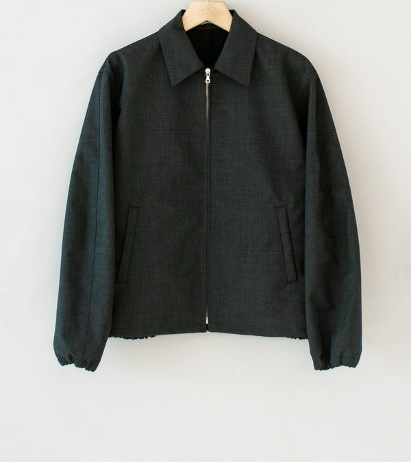 Auralee 'Bonded Tropical Wool Zip Blouson' (Top Charcoal)