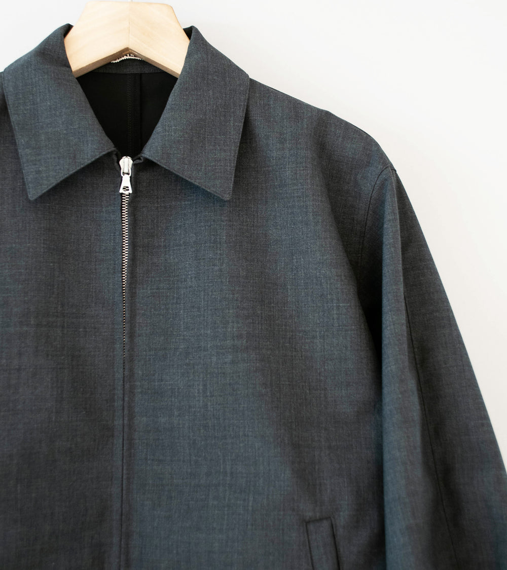 Auralee 'Bonded Tropical Wool Zip Blouson' (Top Charcoal)