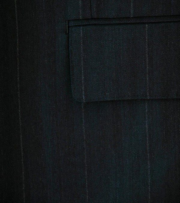 Auralee 'Bluefaced Wool Jacket' (Charcoal Navy Stripe)