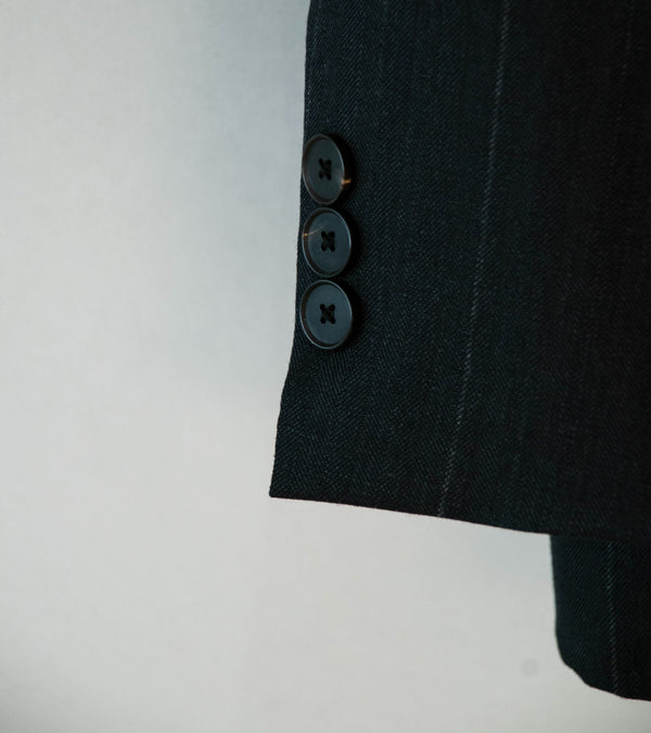 Auralee 'Bluefaced Wool Jacket' (Charcoal Navy Stripe)