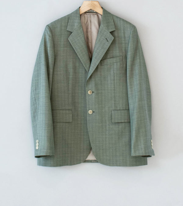 Auralee 'Bluefaced Wool Jacket' (Khaki Gray Stripe)