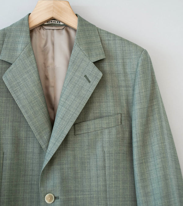 Auralee 'Bluefaced Wool Jacket' (Khaki Gray Stripe)