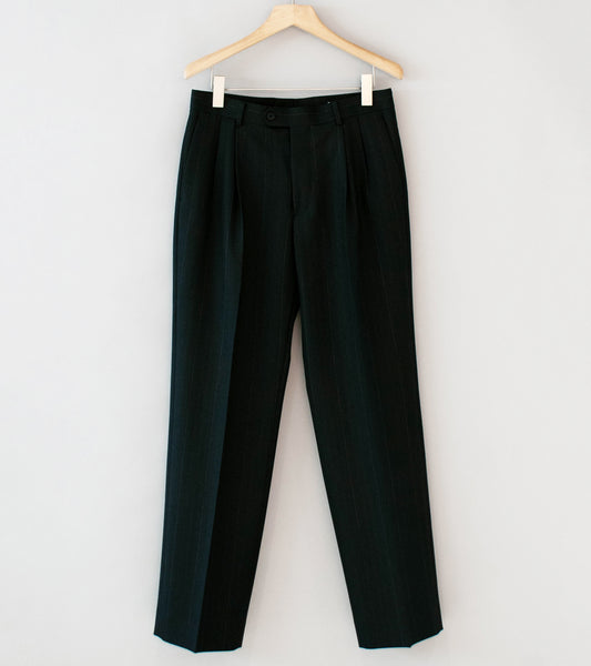 スーツ AURALEE25SS BLUEFACEDWOOL TWO-TUCKSLACKS Auralee 'Bluefaced Wool Two Tuck Slacks' (Charcoal Navy Stripe