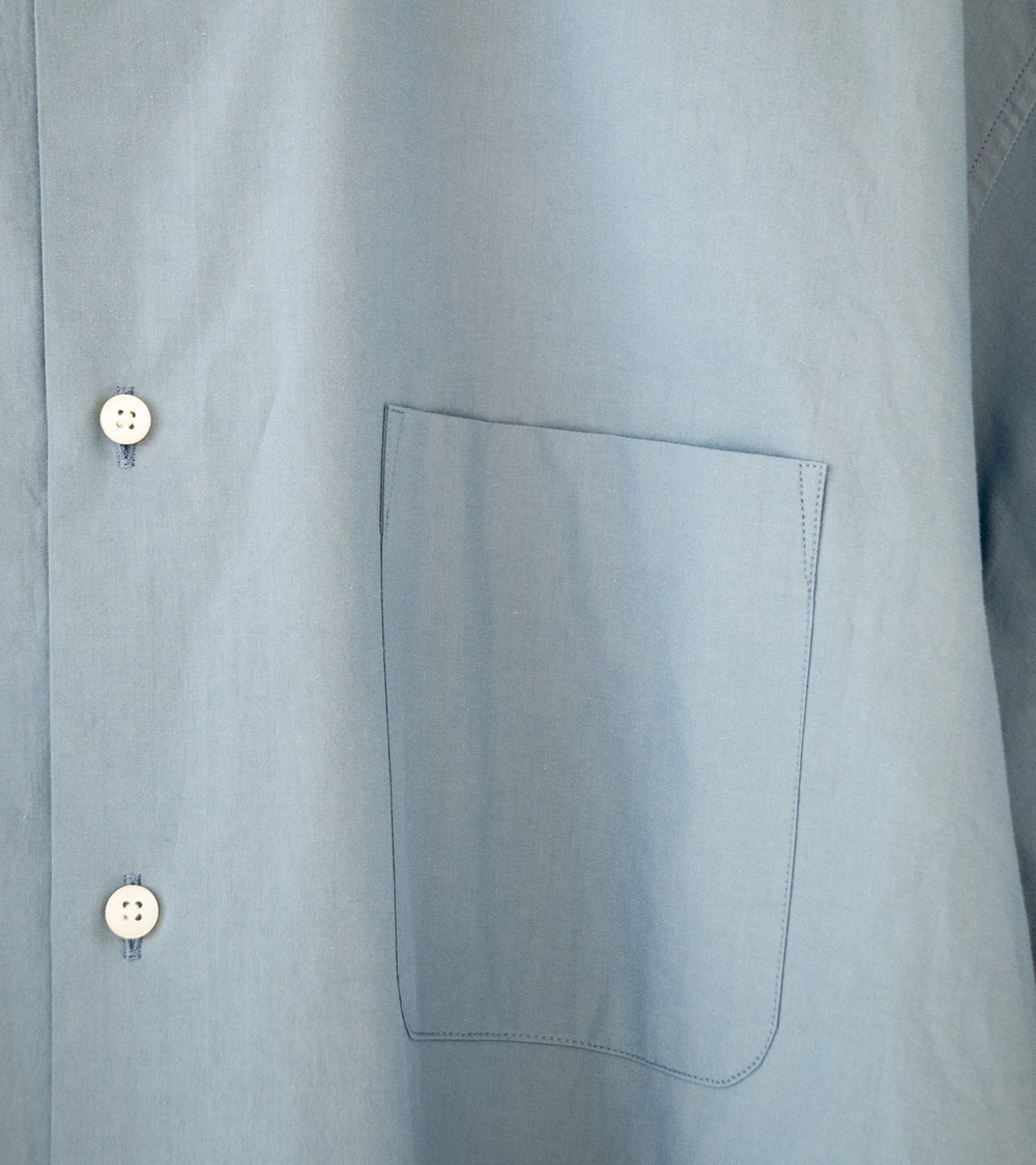 Margaret Howell 'MHL Simple Shirt' (Navy Grey Thin Stripe Cotton)