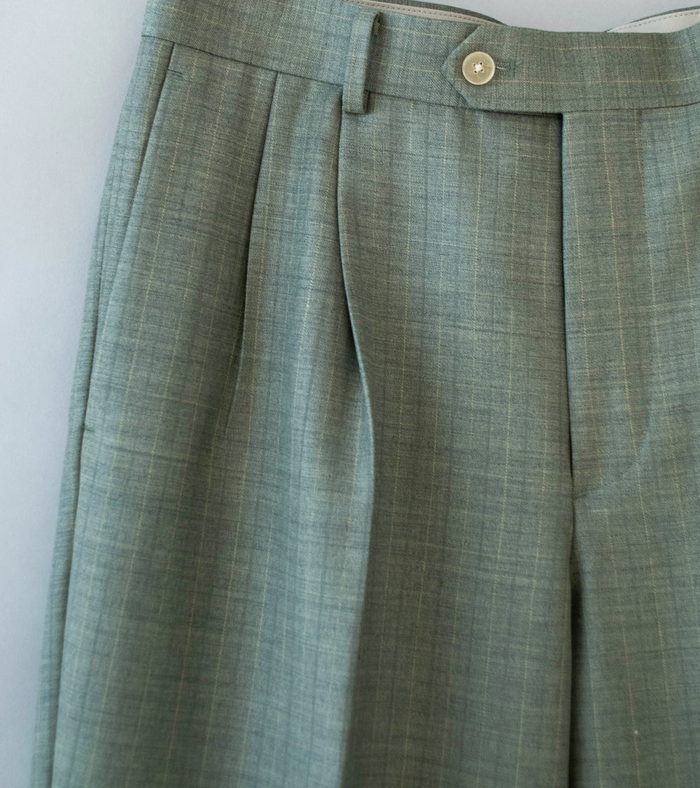Auralee 'Bluefaced Wool Two Tuck Slacks' (Khaki Gray Stripe)