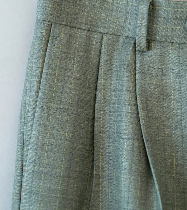 Auralee 'Bluefaced Wool Two Tuck Slacks' (Khaki Gray Stripe)