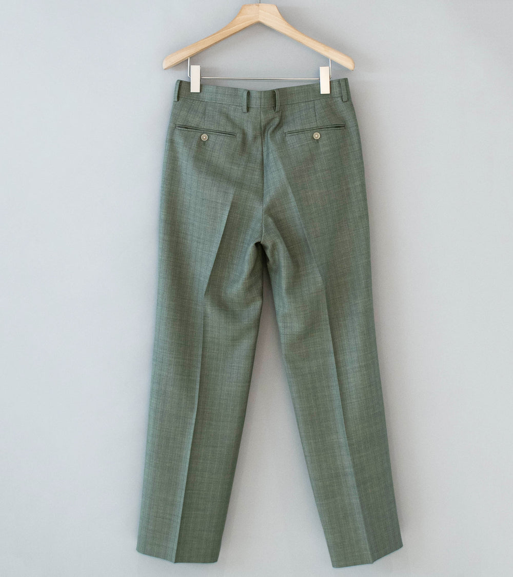 Auralee 'Bluefaced Wool Two Tuck Slacks' (Khaki Gray Stripe)