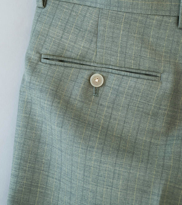 Auralee 'Bluefaced Wool Two Tuck Slacks' (Khaki Gray Stripe)
