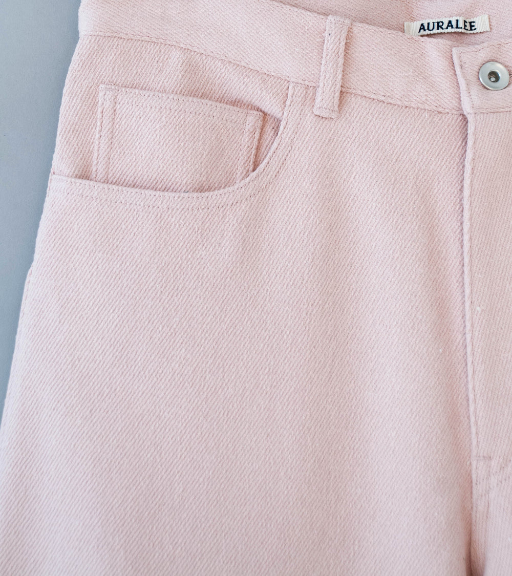 Auralee 'Silk Nep Denim 5P Wide Shorts' (Dusty Pink)