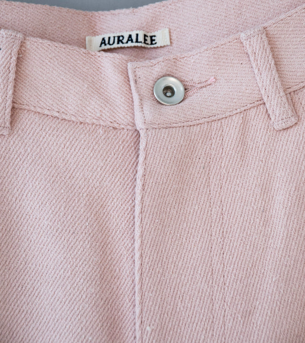 Auralee 'Silk Nep Denim 5P Wide Shorts' (Dusty Pink)