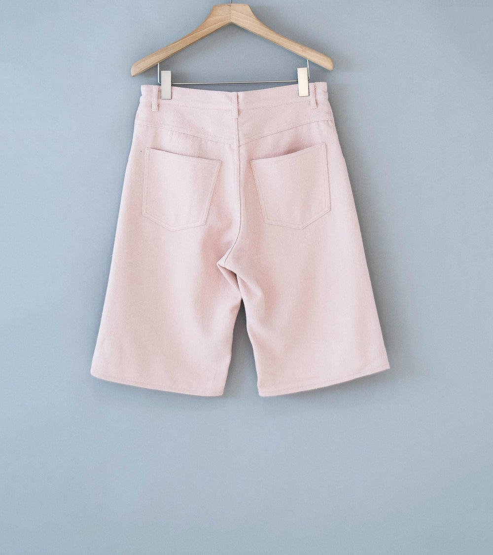 Auralee 'Silk Nep Denim 5P Wide Shorts' (Dusty Pink)
