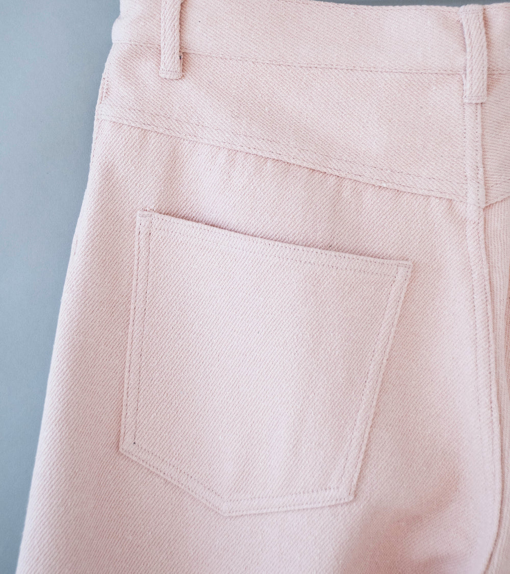 Auralee 'Silk Nep Denim 5P Wide Shorts' (Dusty Pink)