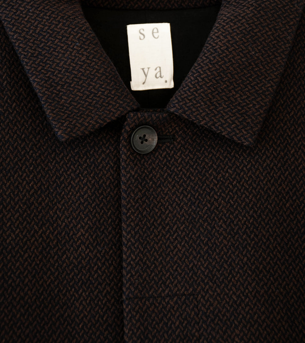 Seya 'Horsecoat' (Mud Indigo Ancient Herringbone)