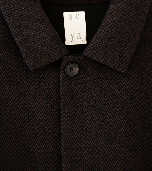 Seya 'Horsecoat' (Mud Indigo Ancient Herringbone)