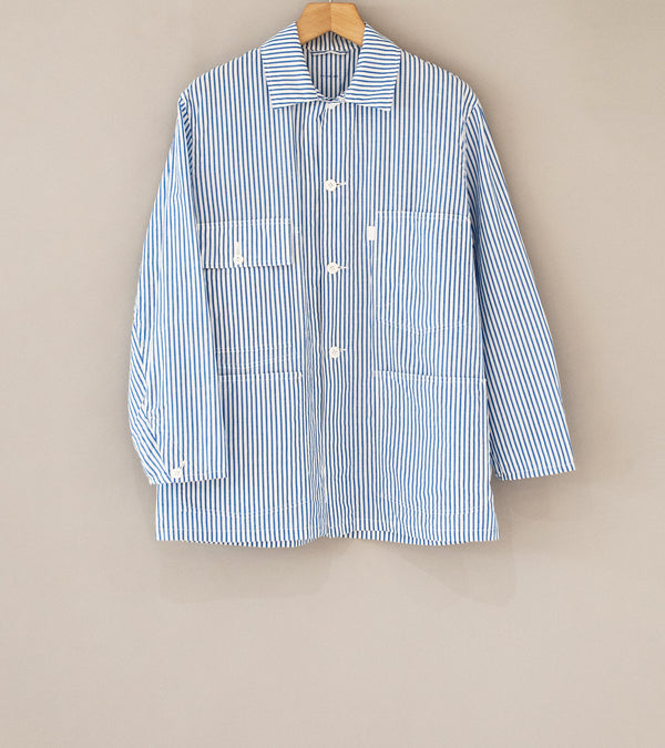 S H Shirts 'Coverall Shirt' (Blue Wide Stripes)