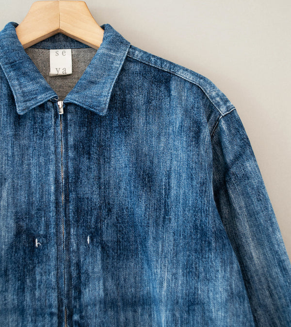 Seya 'Tofu Jacket' (Indigo Cloud Bleach Slub Denim)