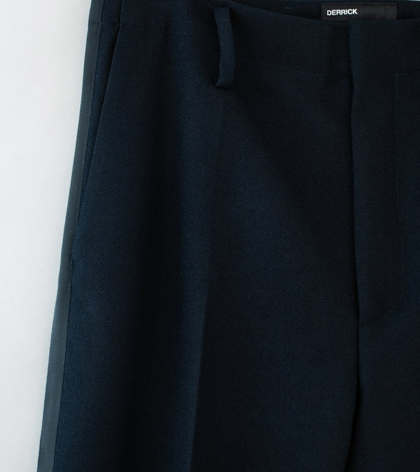 DERRICK 'Broken Stripe Suit Trouser' (Tonal Midnight Blue Hainsworth Merino Wool)
