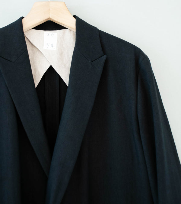 Seya 'Travel Double Breasted Tailor Jacket' (Black Old Gabardine)