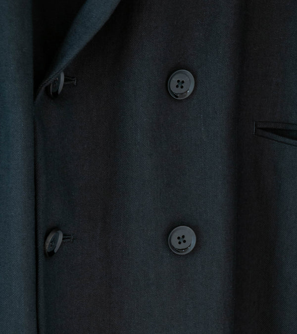 Seya 'Travel Double Breasted Tailor Jacket' (Black Old Gabardine)