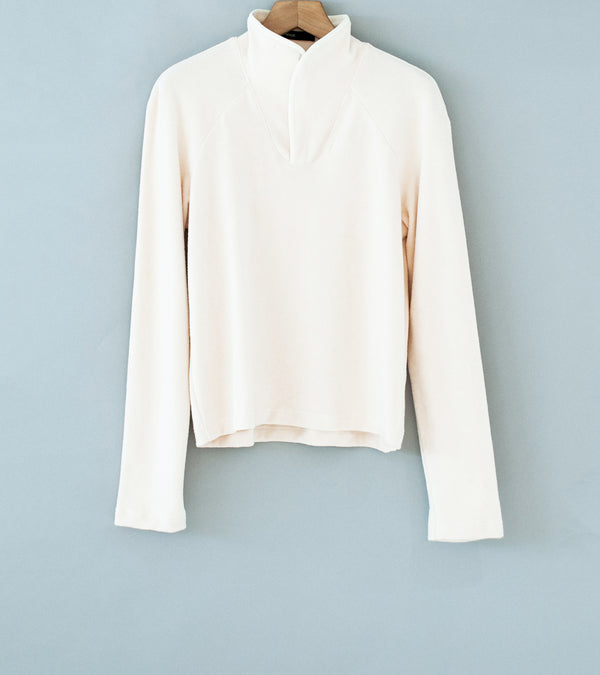 DERRICK 'Near Velvet Terry Zip Up' (Ivory Cotton Micro Towelling)