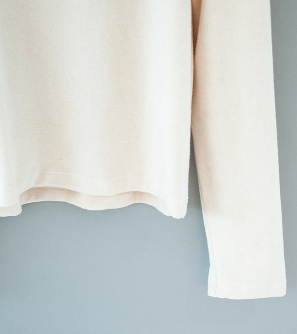 DERRICK 'Near Velvet Terry Zip Up' (Ivory Cotton Micro Towelling)