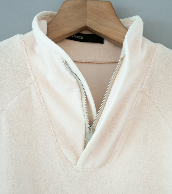 DERRICK 'Near Velvet Terry Zip Up' (Ivory Cotton Micro Towelling)