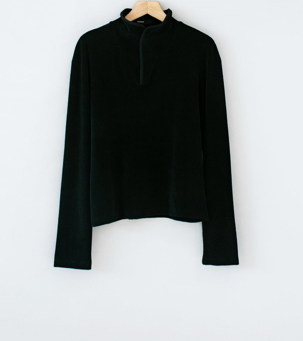 DERRICK 'Near Velvet Terry Zip Up' (Black Cotton Micro Towelling)