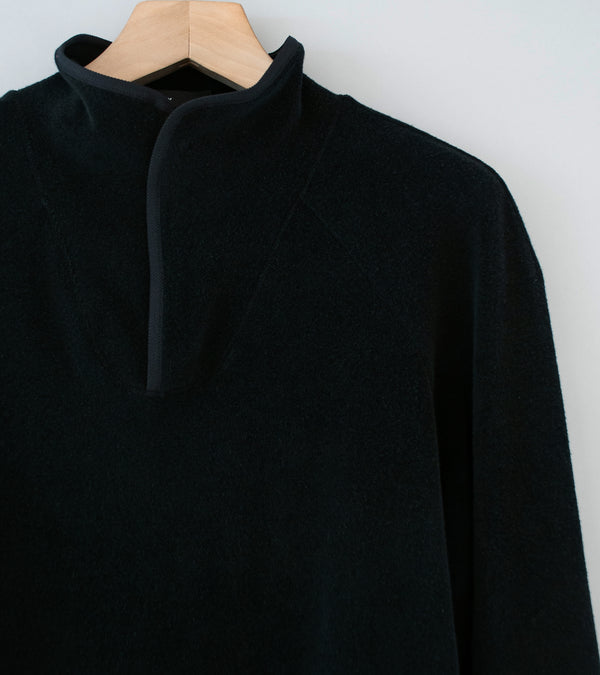 DERRICK 'Near Velvet Terry Zip Up' (Black Cotton Micro Towelling)