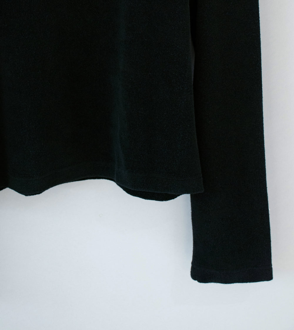 DERRICK 'Near Velvet Terry Zip Up' (Black Cotton Micro Towelling)