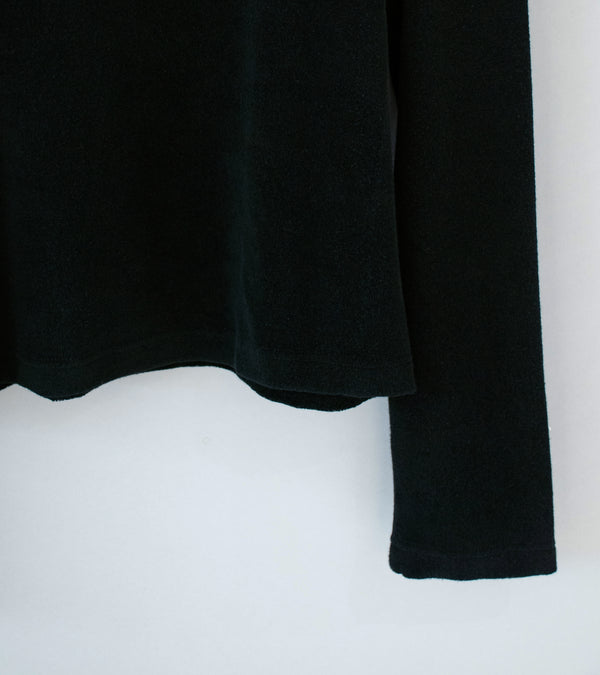 DERRICK 'Near Velvet Terry Zip Up' (Black Cotton Micro Towelling)